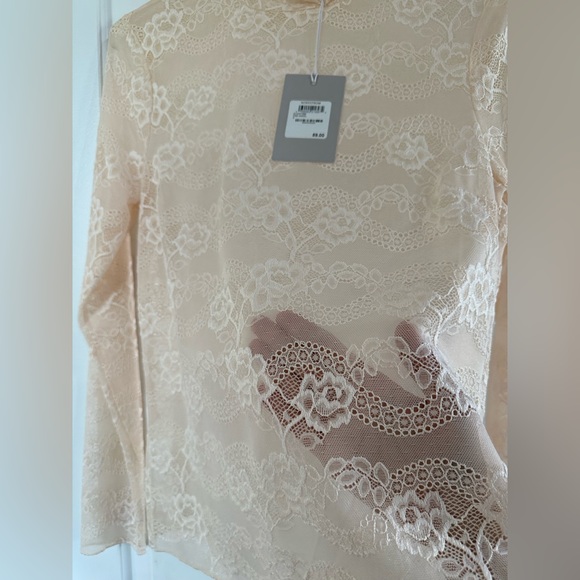 NWT Chelsea28 Sheer Lace Mock Neck Top - Picture 8 of 9